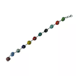 Pulseira De Olho Grego Com Varias Cores De Prata A... - MUSAKALL