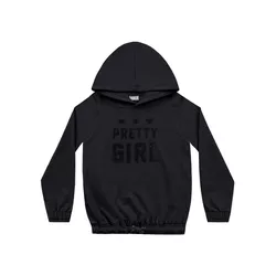 Casaco Com Capuz Fakini Infantil Feminino Preto Ta... - Nilza Baby Kids