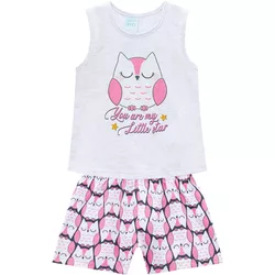 Pijama Kyly Bebê Feminino Estampa Coruja Brilha no... - Nilza Baby Kids