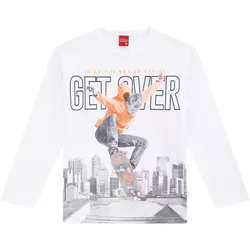 Camiseta Manga Longa Masculina Kyly 10 ao 16 Branc... - Nilza Baby Kids