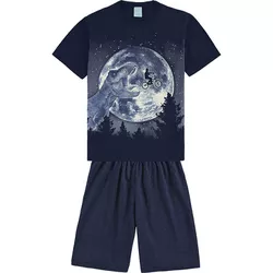 Pijama Kyly Infantil Masculino 10 ao 16 Marinho Br... - Nilza Baby Kids
