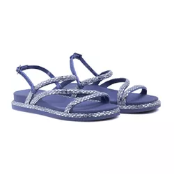 Sandália Feminina Papete Casual Tiras Finas Strass... - NINE4 STORE