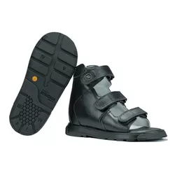 Sandália Neurofuncional cano alto 3 velcros em cou... - Orthocalce Baby & Kids