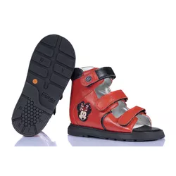 Sandália minnie cano alto 3 velcros em couro verme... - Orthocalce Baby & Kids