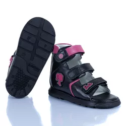 Sandália Neurofuncional cano alto 3 velcros em cou... - Orthocalce Baby & Kids