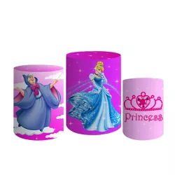 Trio De Cilindros Para Festas Cinderela - Painel de Festa Loja Oficial