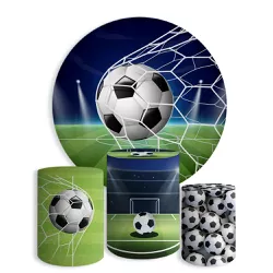 Kit Painel De Festa Futebol Bola Gol Redondo + Trio De Cilindros Em Tecido - Painel de Festa Loja Oficial