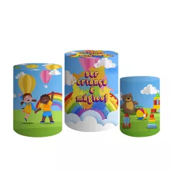 Trio De Cilindros Para Festa Feliz Dia Das Crianças 3 - Painel de Festa Loja Oficial