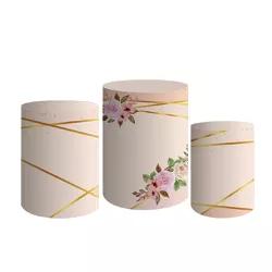 Trio De Cilindros Para Festa Arranjo De Flor Rosa Jardim - Painel de Festa Loja Oficial