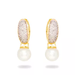 Brinco Argola Semijoia Banho De Ouro 18k Com Crava... - Kumbayá Joias