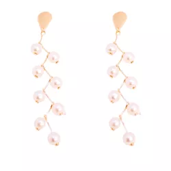 Brinco Arabesco Longo Com Pérolas Penduradas By Ku... - Kumbayá Joias