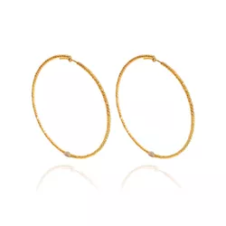 Brinco Argola Grande Texturizada Banho de Ouro 18K... - Kumbayá Joias