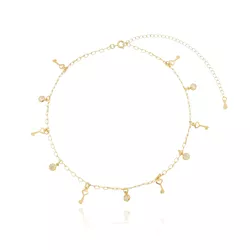 Colar Choker de Chaves e Ponto de Luz Banho de Our... - Kumbayá Joias