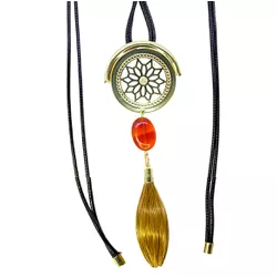 Colar Preto Ajustável Mandala e Capim Dourado By K... - Kumbayá Joias