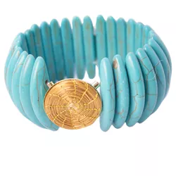 Pulseira Retangular Semijoia Banho De Ouro 18k Tur... - Kumbayá Joias