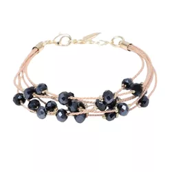 Pulseira Biojoia Fios De Buriti Com Cristais Preto... - Kumbayá Joias
