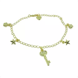 Pulseira Pingentes Estrelas Chave e Flor By Kumbay... - Kumbayá Joias