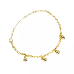 Pulseira Elo Português e Esferas Banho de Ouro 18K... - Kumbayá Joias