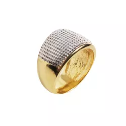 Anel Largo Semijoia Banho De Ouro 18k Falsa Pedra ... - Kumbayá Joias