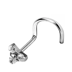 Nostril Trinity 03 Pedras Zirconia Natural - PB-02... - Pierce Boutique