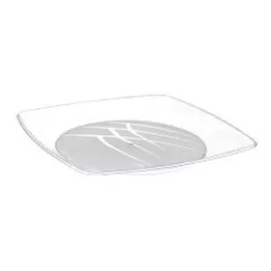 Prato Plástico Prafesta Quadrado Cristal 16cm c/30... - Plaspel Comercial - Embalagens e Descartáveis