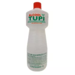 Alcool Liquido Tupi 70 INPM Antisseptico 1LITRO - Plaspel Comercial - Embalagens e Descartáveis