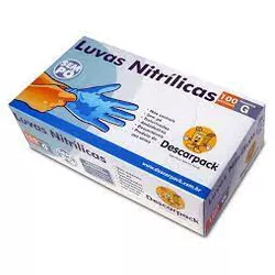 Luva Procedimento Nitrilica Descarpack Azul S/Pó G... - Plaspel Comercial - Embalagens e Descartáveis
