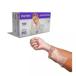 Luva Procedimento Vinil Inoven S/PÓ P C/100 UND - Plaspel Comercial - Embalagens e Descartáveis