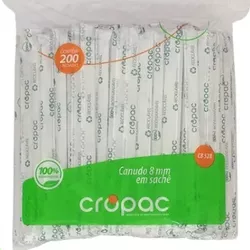 Canudo Biodegradável Cropac 8mm Sachê 205x8mm c/06... - Plaspel Comercial - Embalagens e Descartáveis
