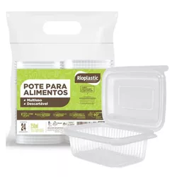 Pote Plástico PP Retangular Rioplastic com Tampa 2... - Plaspel Comercial - Embalagens e Descartáveis