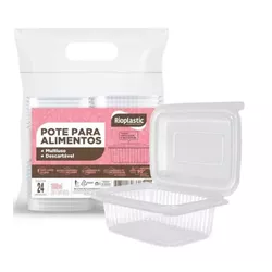Pote Plástico PP Retangular Rioplastic com Tampa 1... - Plaspel Comercial - Embalagens e Descartáveis