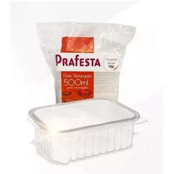 Pote Plástico PP Retangular Prafesta com Tampa 500... - Plaspel Comercial - Embalagens e Descartáveis