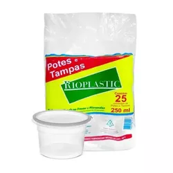 Pote Plástico PP Redondo Rioplastic com Sobretampa... - Plaspel Comercial - Embalagens e Descartáveis