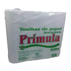 Toalha Papel Bobina Primula Branca 25x50 C/8 UND - Plaspel Comercial - Embalagens e Descartáveis