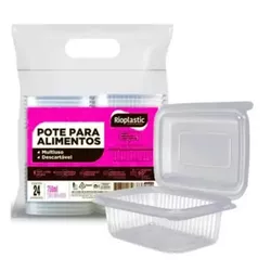 Pote Plástico PP Retangular Rioplastic com Tampa 7... - Plaspel Comercial - Embalagens e Descartáveis