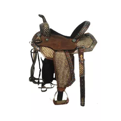 SELA FORMA PROTEC HORSE COURO CAFE - BORDADO DOURA... - PROTEC HORSE - A LOJA DOS GRANDES CAMPEÕES