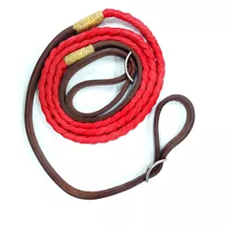 Redea de Couro com Nylon - Vermelha - 13083 - PROTEC HORSE - A LOJA DOS GRANDES CAMPEÕES