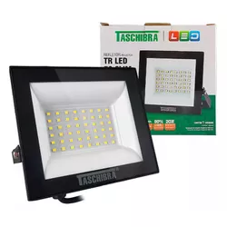 REFLETOR LED SLIM 50W 6500K BIV. PTO TASCHIBRA - Rabelo Materiais Para Construção