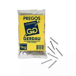 PREGO COM CABEÇA 10X10 PACOTE 1 KG GERDAU - Rabelo Materiais Para Construção