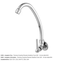 TORNEIRA COZINHA GIRATÓRIA PAREDE TURIM 6260 C31 A... - Rabelo Materiais Para Construção