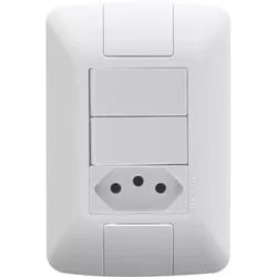 CONJUNTO ARIA 2 INTERRUPTORES SIMPLES + TOMADA 2P+... - Rabelo Materiais Para Construção