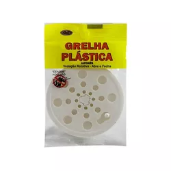 GRELHA PLÁSTICA REDONDA BRANCA COM FECHO 100MM OVE... - Rabelo Materiais Para Construção