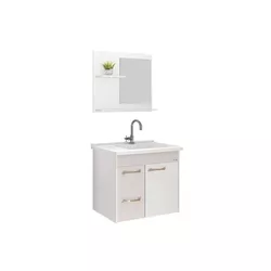 KIT ARMÁRIO GENOVA OFF WHITE ESPELHO+PIA 55,4CM 52... - Rabelo Materiais Para Construção