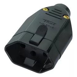 PLUG FÊMEA PADRÃO 2P+T 20A 250V PRETO 2147 FAME - Rabelo Materiais Para Construção