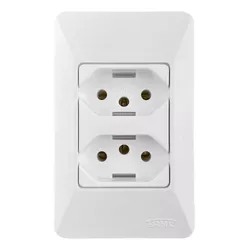 TOMADA DUPLA 2P+T 10A COM PLACA SISTEMA EXTERNO 14... - Rabelo Materiais Para Construção