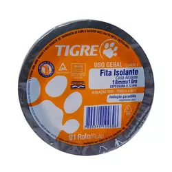 FITA ISOLANTE PRETA 18MMX10M 54502648 TIGRE - Rabelo Materiais Para Construção
