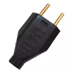 PLUG MACHO PADRÃO 2P 10A 250V PRETO 2140 FAME - Rabelo Materiais Para Construção