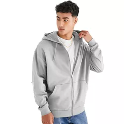 Jaqueta De Moletom Com Ziper Cinza Masculina - JQM... - Atacado da Moda