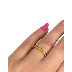 Anel Aparador Duplo Cravejado Banhado A ouro 18K -... - RC JOIAS BY RUDI