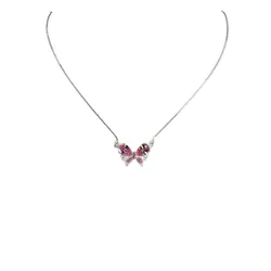 Colar Borboleta Rosa Zircônia Banhado A Prata 925 ... - RC JOIAS BY RUDI